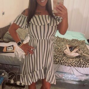 Striped Off-Shoulder Dress